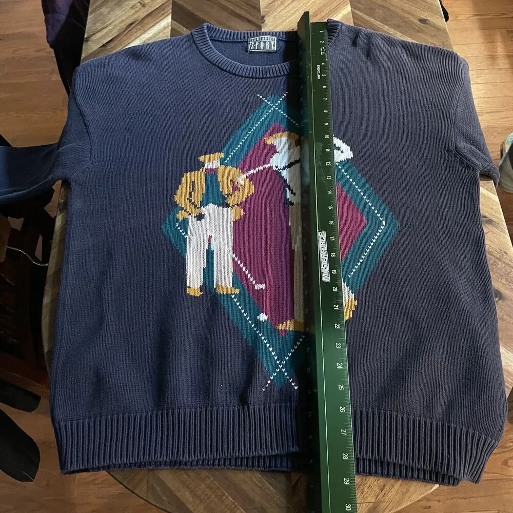 Sansabelt Sport Golf‎ Sweater Vintage Player Theme Cotton Mens Large